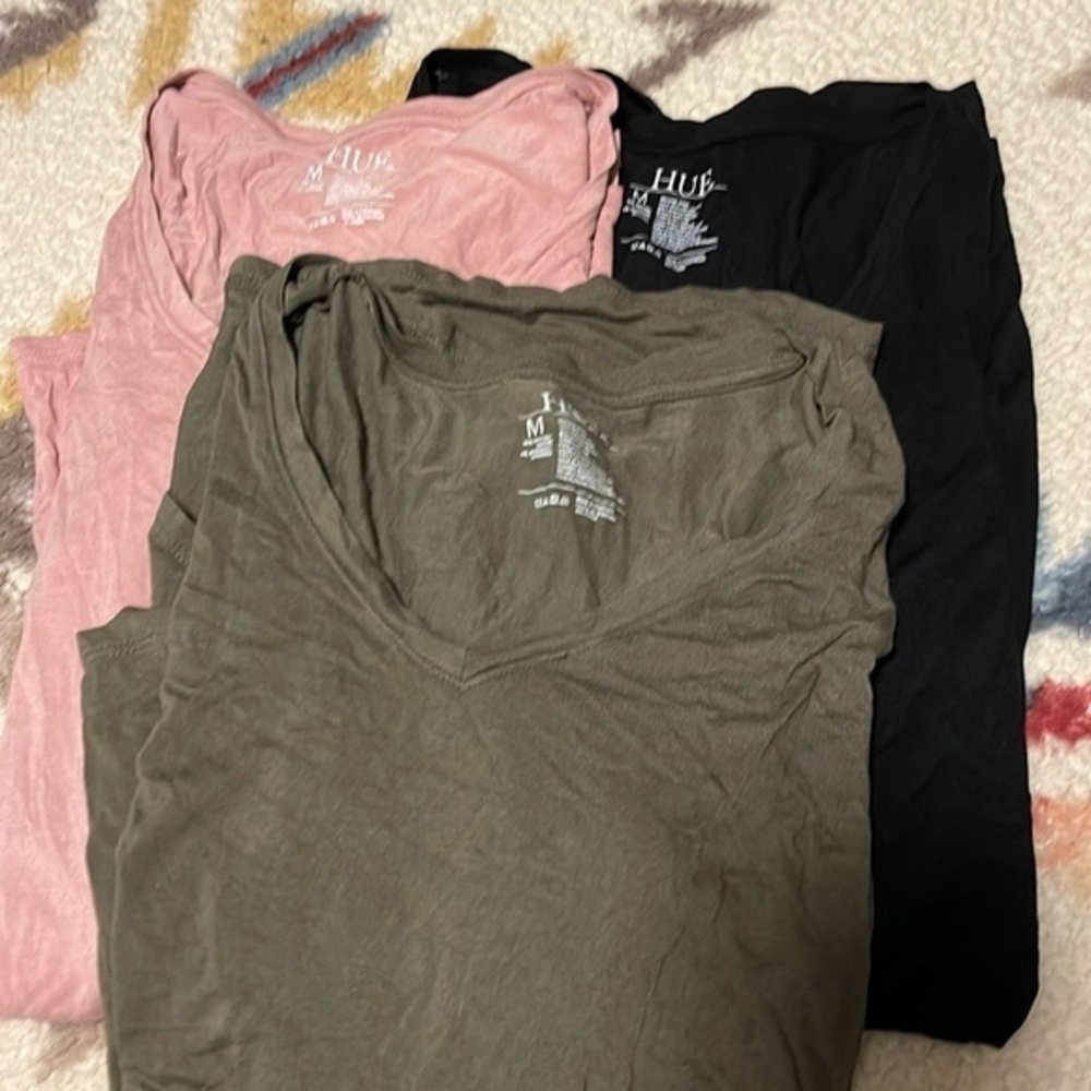 HUE Bundle of 3 Women's Long Sleeve Tunic Tee
